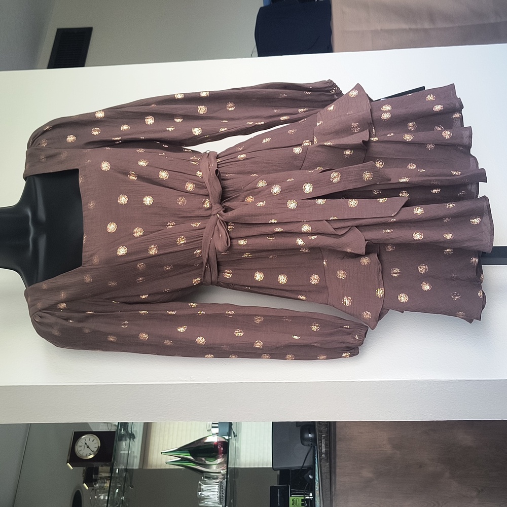 City Studio Chocolate Dress with  Metallic Dots